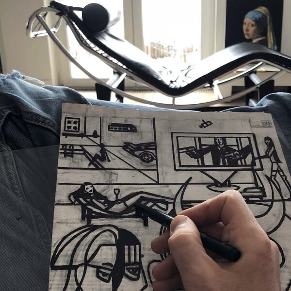 sketch of Minotaur in the labyrinth I.