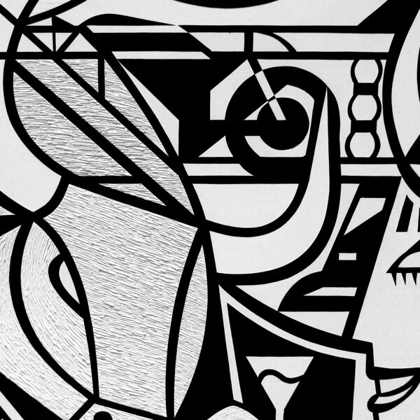 detail of Minotaur and at the Riviera II. (bw)