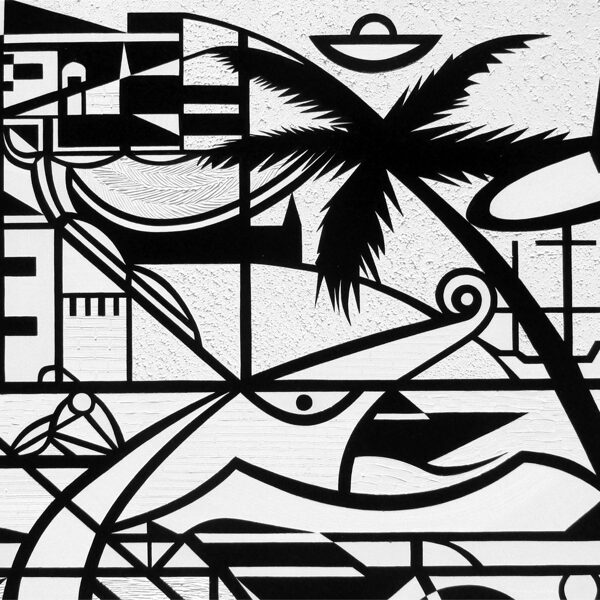 detail of Minotaur and at the Riviera II. (bw)