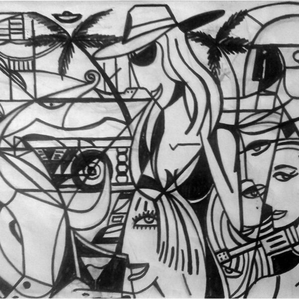 sketch of Minotaur and at the Riviera II. (bw)