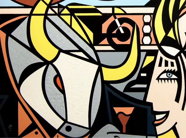 detail of Minotaur and at the Riviera II. (colorful)