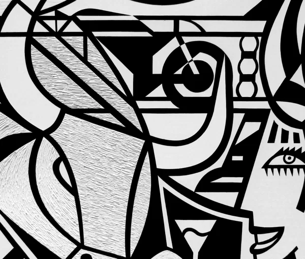 detail of Minotaur and at the Riviera II. (bw)