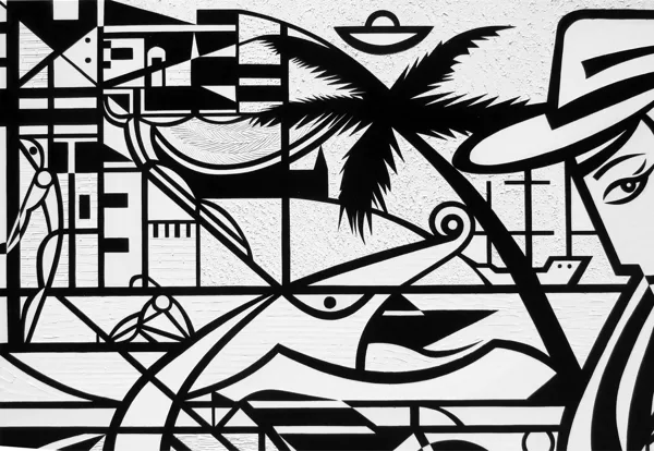 detail of Minotaur and at the Riviera II. (bw)